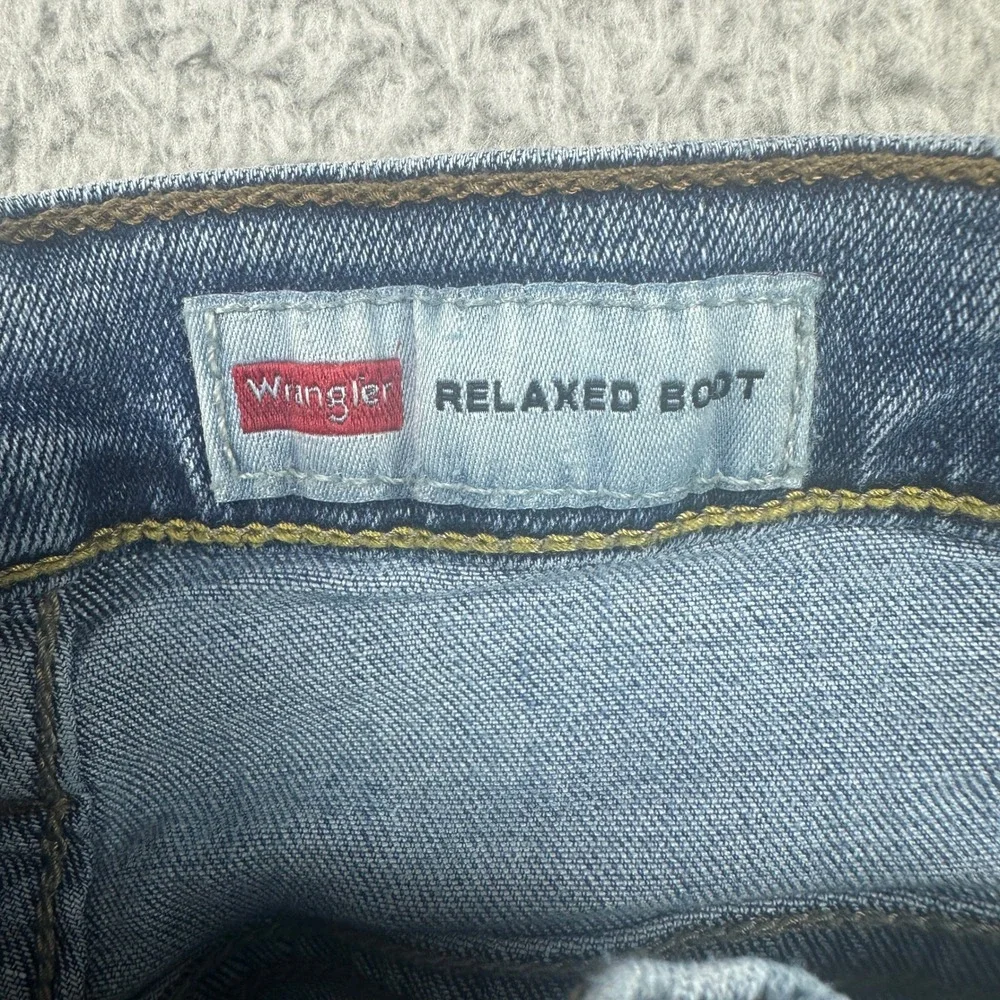 Wrangler Relaxed Boot Jeans Mens 36x34 (Fits 33x32) Blue Denim Stretch